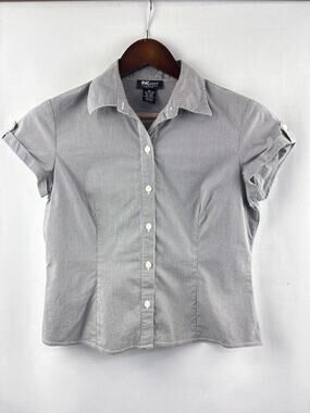 Women’s INC Stretch Size 8P Black & White Check Short Sleeve Blouse